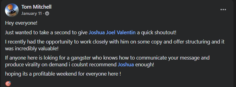 Testimonial from Tom Mitchell